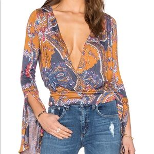 Free People Fiona Bell Sleeve Wrap Top Size Small